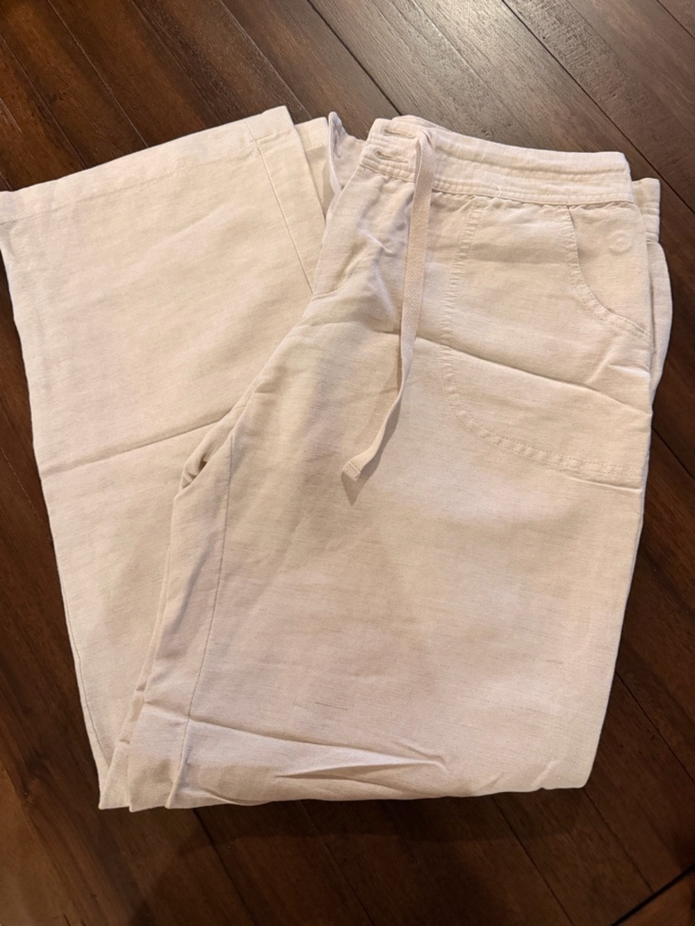 Coldwater Creek Natural-Fit Linen Blend Pants in Light Beige